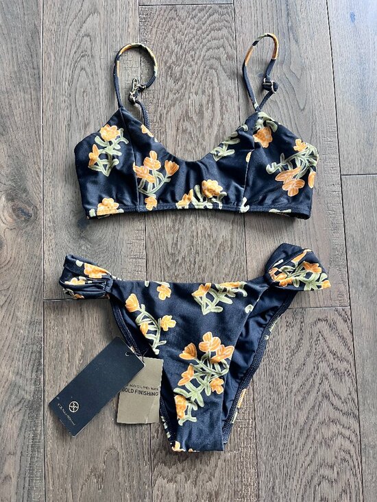 Vix Paula Hermanny Other - ViX Black Floral Bikini Set Two Piece Swimwear Women Irregular Size See Desc